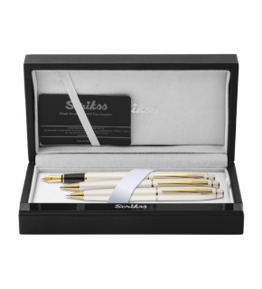 Scrikss Takım Kalem Dolma+Tükenmez+Versatil Beyaz Altın 35