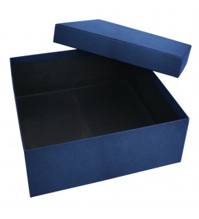 SEDİR LACİVERT DERİ GÖRÜNÜMLÜ GEÇME KAPAK KUTU (30X30X10 CM)