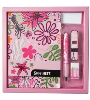 Serve Deep Defter Seti Desenli Kutulu Pembe