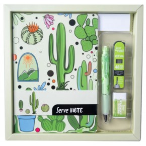 Serve Deep Defter Seti Desenli Kutulu Yeşil