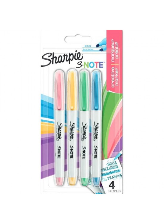 Sharpie Fosforlu Kalem Snote Çok işlevli Kesik Uç 4 Lü Blister
