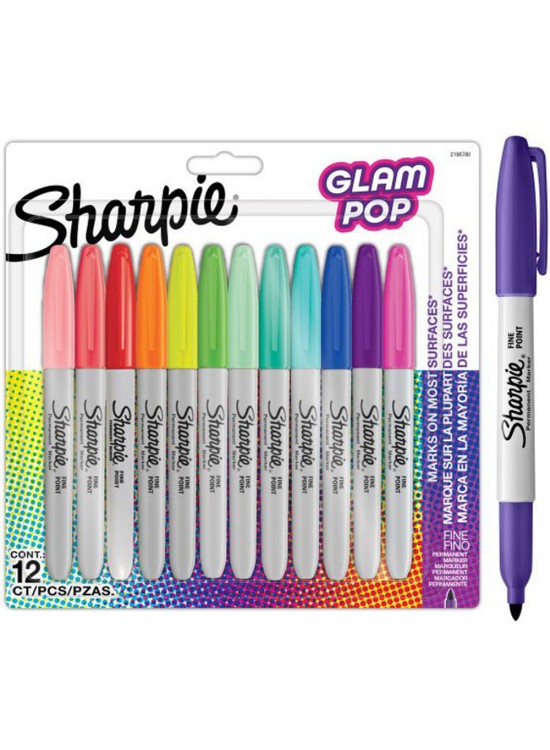 Sharpie Permanent Markör Fine Glam Pop 12 Li Bls