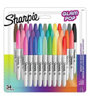 Sharpie Permanent Markör Fine Glam Pop 34 Lü Bls