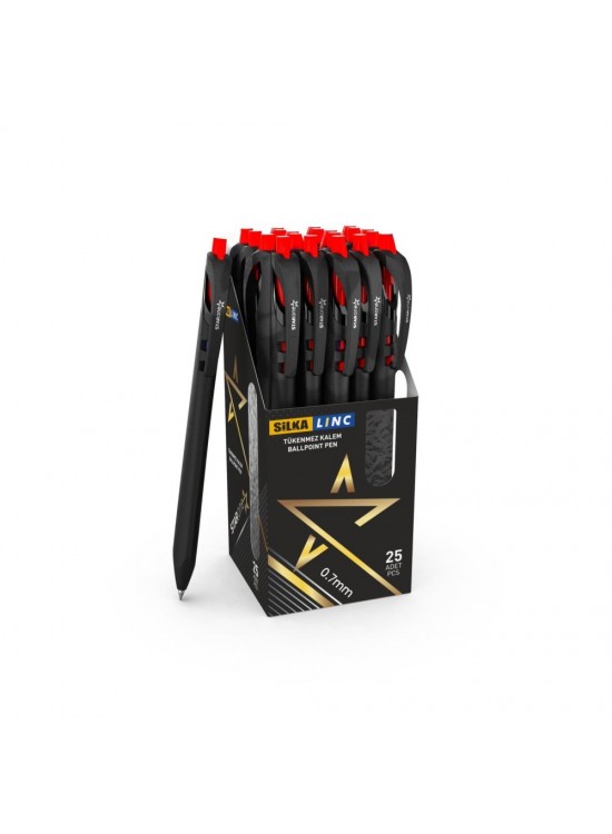Silka Lınc Starone Tükenmez Kalem  0,7 MM Kırmızı 25 Li