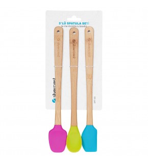 Silver Crest SPT-03 3 Lu Renkli 26CM Uzun Silikon Bambu Spatula Seti