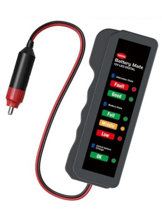 Sline M-007 Dijital Akü Test Cihazı 12V LED Gösterge ile Akü Durumu Ölçer