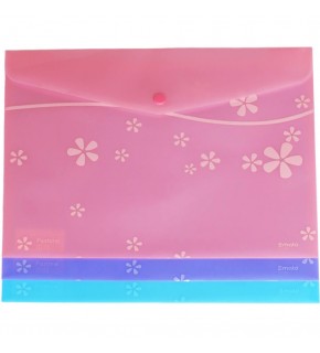 Smato Çıtçıtlı Evrak Zarfı Mat Çiçek Desenli Mavi W7542 (1 Adet)