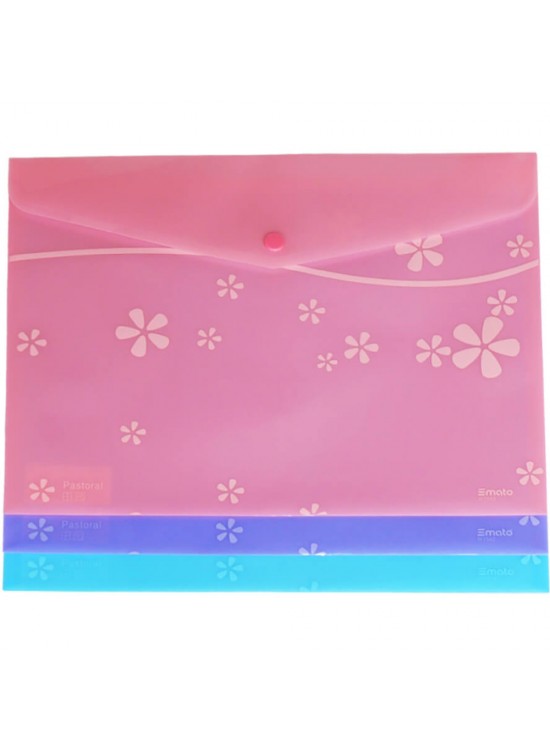 Smato Çıtçıtlı Evrak Zarfı Mat Çiçek Desenli Pembe W7542 (1 Adet)