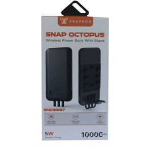 SnapMax SNP-3007 10.000 mah Siyah Vantuzlu Kablosuz ve 3in1 Kablolu Powerbank