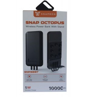 SnapMax SNP-3007 10.000 mah Siyah Vantuzlu Kablosuz ve 3in1 Kablolu Powerbank