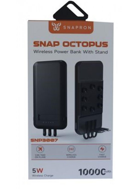 SnapMax SNP-3007 10.000 mah Siyah Vantuzlu Kablosuz ve 3in1 Kablolu Powerbank SnapMax SNP-3007 10.000 mah Siyah Vantuzlu Kablosuz ve 3in1 Kablolu Powerbank