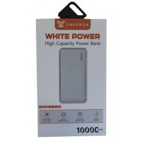 SnapMax SNP-3009 Beyaz 10.000 mah Powerbank 2x USB Çıkışlı 1 Type-C ve 1 Micro Girişli