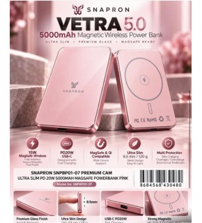 Snapron Snppb01-07 Pembe 5000 mah Pd 20W USB- C MAGSAFE Ultra Silim ( Magnetic Wireless)