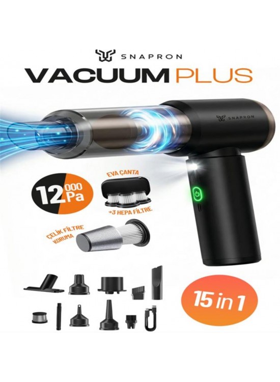 Snapron SNV-3002 12000PA 2000Mah 9in1 Güçlü Vakum Ve Üflemeli Şarjlı Katlanabilir Araç Süpürgesi