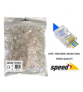 Speed SP-U100 D CAT6 100 Adet Rj45 Konnektör Delikli Yeni Nesil