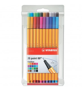 Stabilo Keçe Uçlu İnce Kalem 88 Point 0.4 MM 20 Renk Askılı Paket 8820
