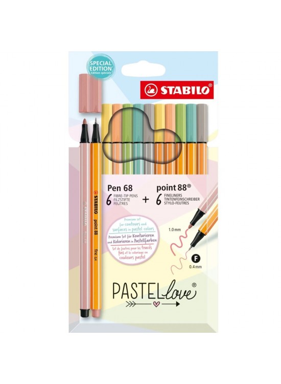 Stabilo Point 88 & Pen 68 Pastellove 12 Li 6888/12-7-7 Stabilo Point 88 & Pen 68 Pastellove 12 Li 6888/12-7-7