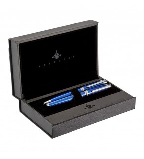 Steel Pen Takım Kalem Dolma+Tükenmez Carens Serisi Mavi 262