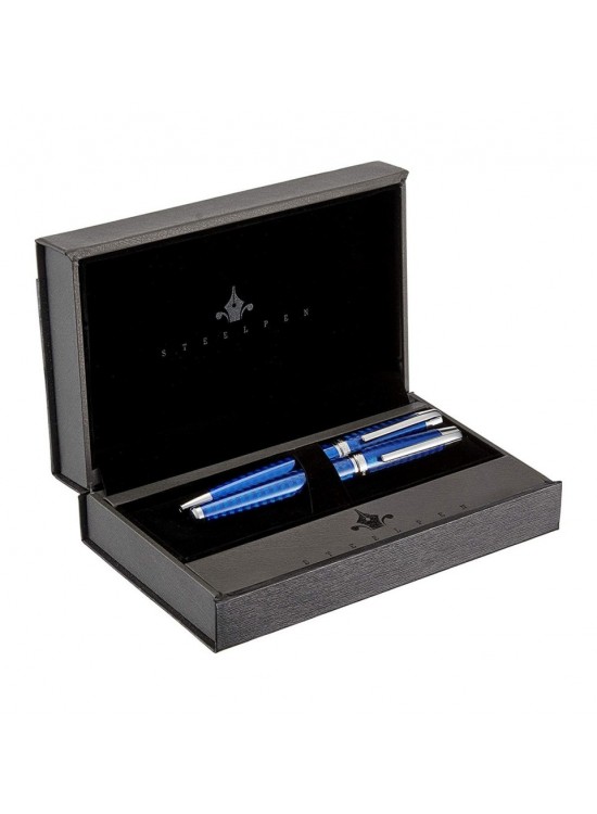 Steel Pen Takım Kalem Dolma+Tükenmez Carens Serisi Mavi 262