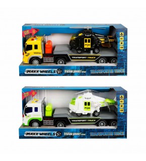 Sunman Oyuncak Maxx Wheelss Sesli Ve Işıklı 1:16 Transporter Helikopter Taşıyan Tır 40 Cm