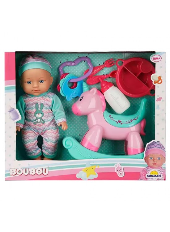Sunman Oyuncak Boubou Bebek ve Sallanan Atı Oyun Seti 30 cm