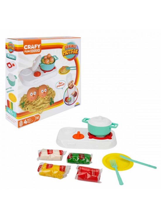 Sunman Oyuncak Crafy Oyun Hamur Setİ Sevimli Mutfak Hamurlu 200 GR 10 Parça S02002010