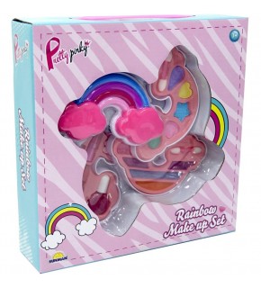 Sunman Oyuncak Gökkuşağı Şekilli 3 Katlı Makyaj Güzellik Seti