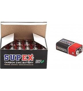 Supex 6F22 9V Çinko Karbon Pil 12 li Paket