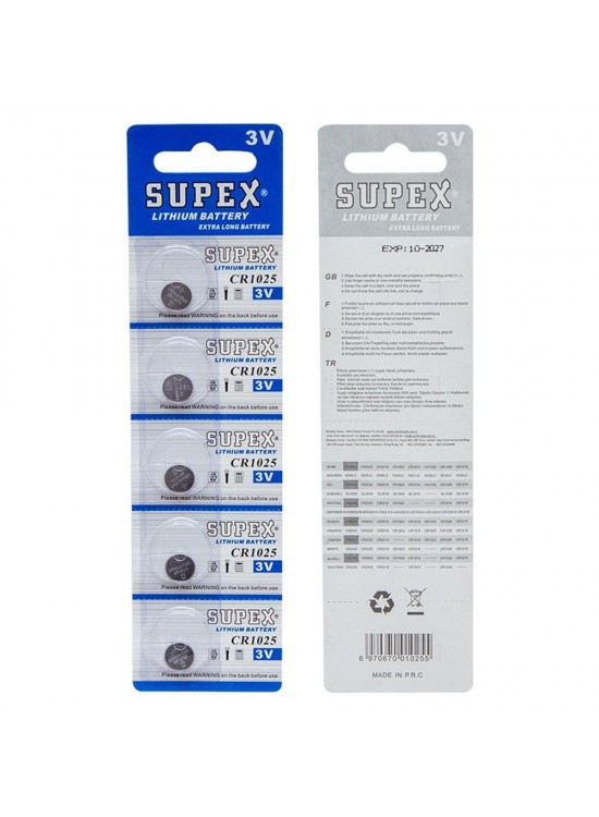 Supex CR1616 3V Lityum 5 li Paket Pil Supex CR1616 3V Lityum 5 li Paket Pil