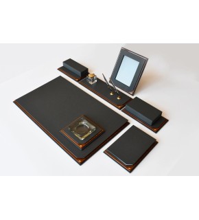 Tabac Sümen Takımı Deri Ve Ağaç Mat Siyah 780-11