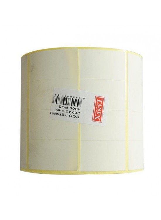 Tanex Barkod Etiketi Termal Eco 20x40 MM 25 MM Çap 4000 Lİ 4 LÜ