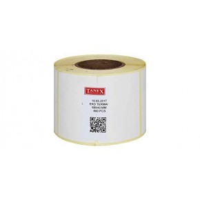 Tanex Barkod Etiketi Termal Eco 58x40 MM 40 MM Çap 600 LÜ (1 Adet)