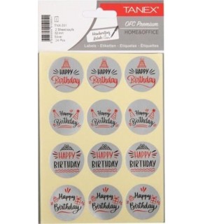 Tanex Doğum Günü Etiketi 32 MM Sılver  Tnx-331 (1 Adet)