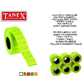 Tanex Fiyat Etiketi Çizgili 12x21 Fosforlu Sarı (1 Adet)