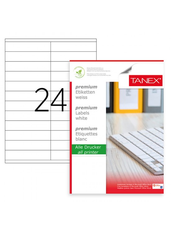 Tanex Laser Etiket 100 YP 105x23 Laser-Copy-Inkjet TW-2224