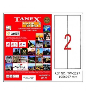 Tanex Laser Etiket 100 YP 105x297 Laser-Copy-Inkjet TW-2297