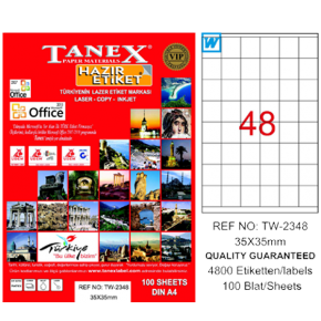 Tanex Laser Etiket 100 YP 35x35 Laser-Copy-Inkjet TW-2348