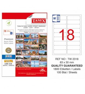 Tanex Laser Etiket 100 YP 83x30 Laser-Copy-Inkjet TW-2318