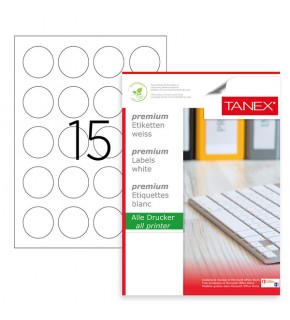 Tanex Laser Etiket 100 YP 0.50 MM Laser-Copy-Inkjet Yuvarlak TW-2150