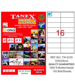 Tanex Laser Etiket 100 YP 105x35 Laser-Copy-Inkjet TW-2216