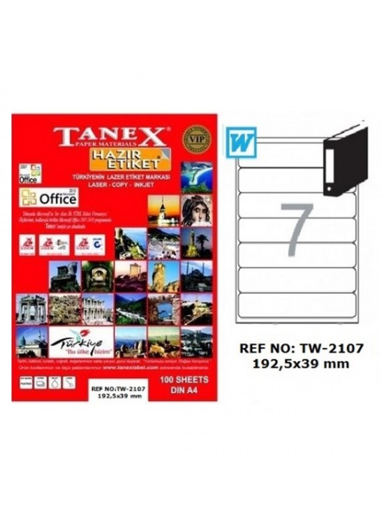 Tanex Laser Etiket 100 YP 192.5x39 Laser-Copy-Inkjet TW-2107