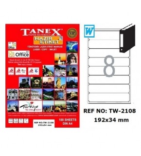 Tanex Laser Etiket 100 YP 192x34 Laser-Copy-Inkjet TW-2108