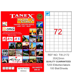 Tanex Laser Etiket 100 YP 35x23 Laser-Copy-Inkjet TW-2172