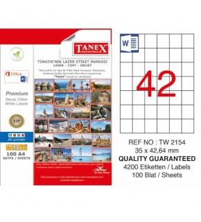 Tanex Laser Etiket 100 YP 35x42 Laser-Copy-Inkjet TW-2154