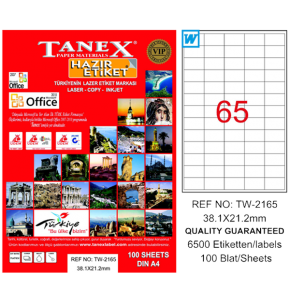 Tanex Laser Etiket 100 YP 38x21 Laser-Copy-Inkjet TW-2165