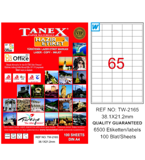 Tanex Laser Etiket 100 YP 38x21 Laser-Copy-Inkjet TW-2165