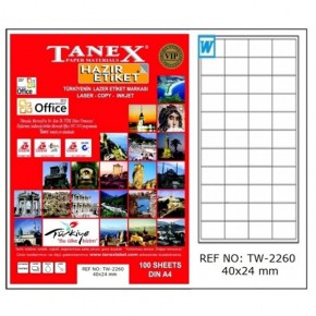 Tanex Laser Etiket 100 YP 40x24 Laser-Copy-Inkjet TW-2260