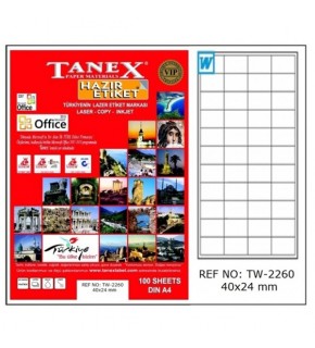 Tanex Laser Etiket 100 YP 40x24 Laser-Copy-Inkjet TW-2260