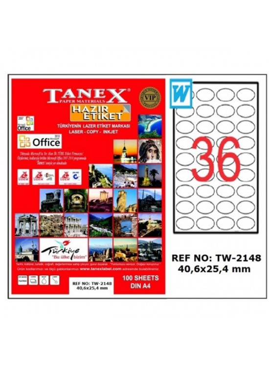 Tanex Laser Etiket 100 YP 40x25 Laser-Copy-Inkjet TW-2148