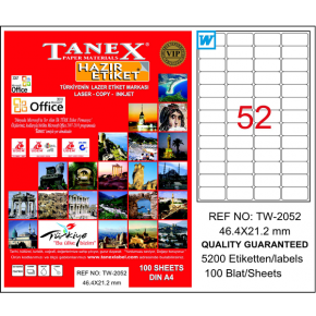 Tanex Laser Etiket 100 YP 46.4x21.2 Laser-Copy-Inkjet TW-2052